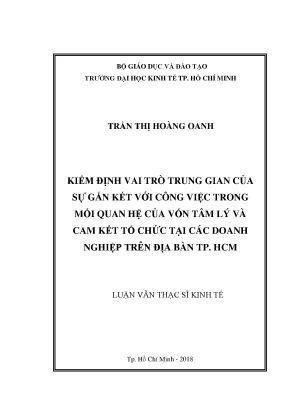 Vai trò trung gian của sự gắn kết với công việc trong