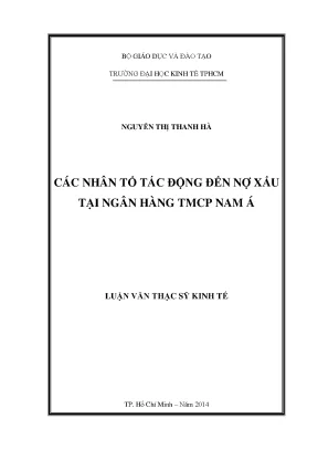Các yếu tố ảnh hưởng đến nợ xấu tại Ngân hàng TMCP Nam Á