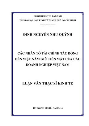 Luận văn: Nhân tố tài chính ảnh hưởng nắm giữ tiền mặt
