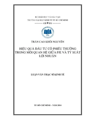 Luận văn: Hiệu quả đầu tư cổ phiếu theo chỉ số P/E