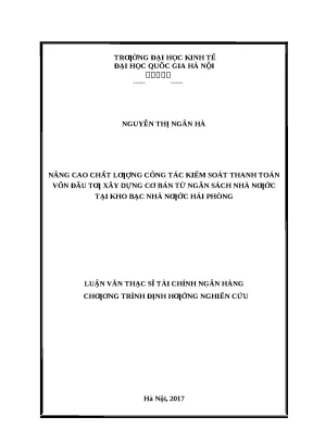 Nâng cao chất lượng kiểm soát thanh toán vốn đầu tư tại