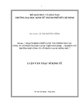 Chiến lược tài chính cho công ty cao su trên sàn HOSE: