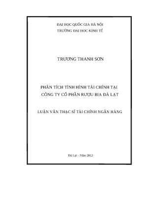 Phân Tích Tình Hình Tài Chính Công Ty Cổ Phần Rượu Bia