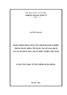Phân Tích Tài Chính Doanh Nghiệp Trong Hoạt Động Tín
