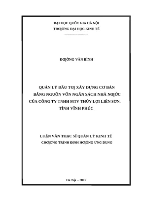 Quản lý đầu tư xây dựng cơ bản bằng ngân sách nhà nước