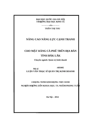Luận văn: Năng lực cạnh tranh cà phê Đăk Lăk