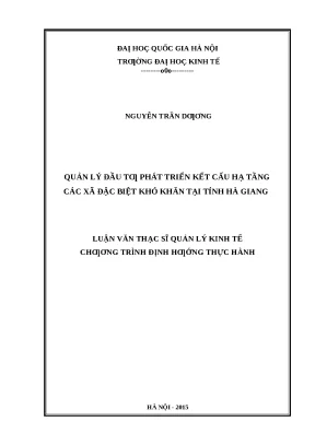 Quản lý đầu tư phát triển hạ tầng tại các xã khó khăn ở