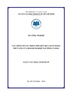 Những Nhân Tố Ảnh Hưởng Đến Xuất Khẩu Thủy Sản Tại Cà Mau