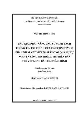 Giải pháp nâng cao minh bạch thông tin tài chính cho