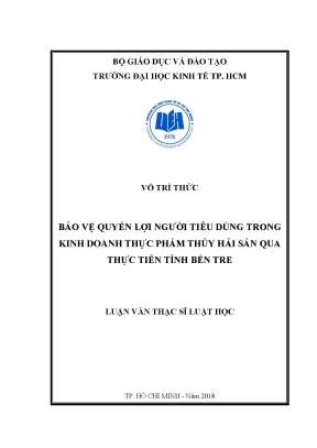 Luận văn: Bảo vệ người tiêu dùng thủy sản tại Bến Tre