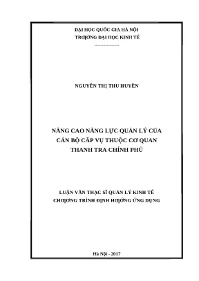 Nâng Cao Năng Lực Quản Lý Cán Bộ Cấp Vụ Thanh Tra Chính Phủ