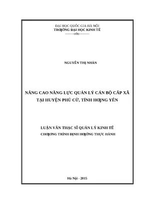 Nâng cao năng lực quản lý cán bộ cấp xã tại Phù Cừ Hưng Yên