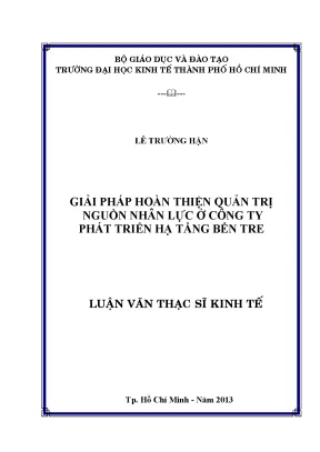 Luận văn UEH: Giải pháp Quản trị Nguồn nhân lực Bến Tre