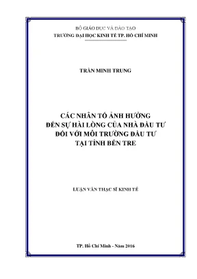 Nhân Tố Ảnh Hưởng Đến Sự Hài Lòng Của Nhà Đầu Tư Tại Bến Tre