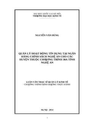 Quản lý tín dụng tại ngân hàng chính sách Nghệ An: Giải