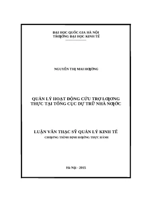 Quản lý cứu trợ lương thực tại Tổng cục Dự trữ Nhà nước