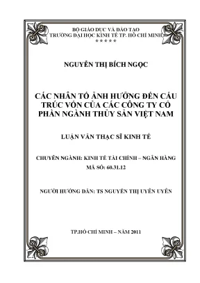 Những Nhân Tố Ảnh Hưởng Đến Cấu Trúc Vốn Của Các Công Ty