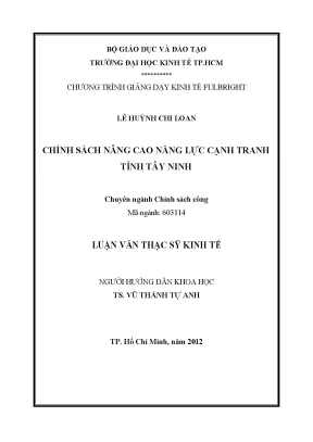 Nâng cao năng lực cạnh tranh tỉnh Tây Ninh: Chính sách
