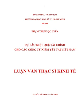 Dự Báo Kiệt Quệ Tài Chính Cho Doanh Nghiệp Niêm Yết Tại