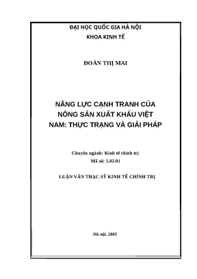 Năng lực cạnh tranh nông sản XK VN: Thực trạng & Giải pháp