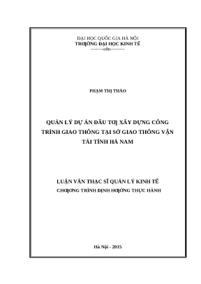 Quản Lý Dự Án Đầu Tư Xây Dựng Giao Thông Tại Hà Nam