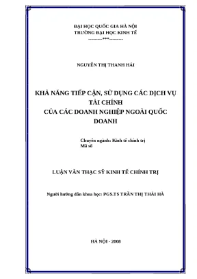 Khả Năng Tiếp Cận Dịch Vụ Tài Chính Của Doanh Nghiệp