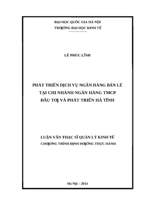 Phát Triển Dịch Vụ Ngân Hàng Bán Lẻ Tại BIDV Hà Tĩnh