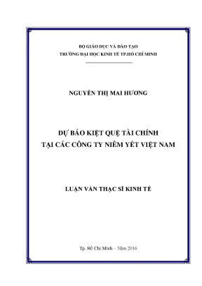 Luận văn: Dự báo kiệt quệ tài chính công ty niêm yết
