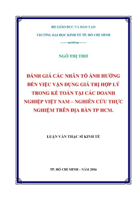 Luận văn: Vận dụng giá trị hợp lý trong kế toán tại VN