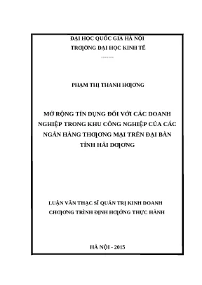 Mở Rộng Tín Dụng Ngân Hàng Đối Với Doanh Nghiệp Khu Công