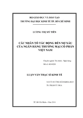 Các nhân tố tác động đến nợ xấu của NHTMCP Việt Nam