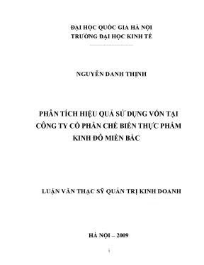 Phân Tích Hiệu Quả Sử Dụng Vốn Tại Công Ty Chế Biến Thực