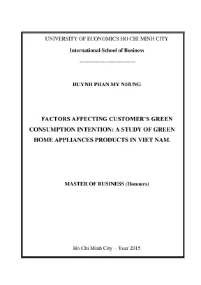 Nghiên cứu các yếu tố ảnh hưởng đến ý định tiêu dùng