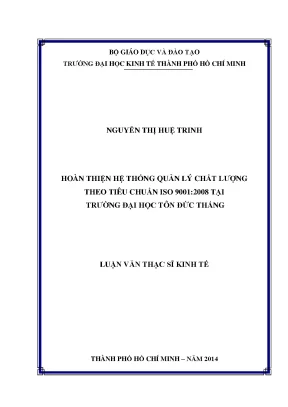 Hoàn thiện hệ thống quản lý chất lượng ISO 9001:2008 tại