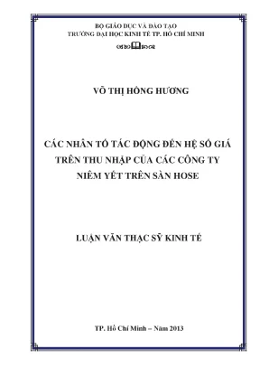 Luận văn: Yếu tố tác động P/E các công ty trên sàn HOSE