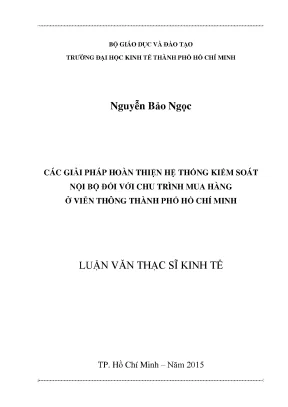 Giải pháp hoàn thiện kiểm soát nội bộ trong chu trình