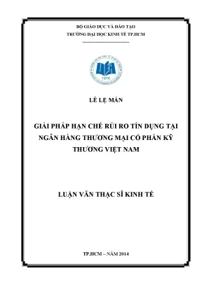 Giải pháp hạn chế rủi ro tín dụng tại Techcombank