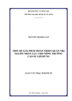 Giải pháp nâng cao quản trị nguồn nhân lực tại nông