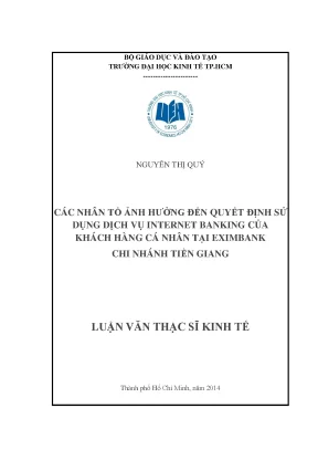 Nhân tố ảnh hưởng Internet Banking Eximbank (Luận văn)