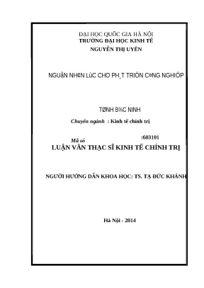 Luận văn: Nguồn nhân lực công nghiệp tỉnh Bắc Ninh