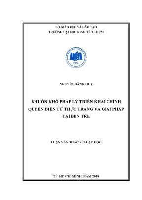 Khuôn Khổ Pháp Lý Triển Khai Chính Quyền Điện Tử Tại Bến