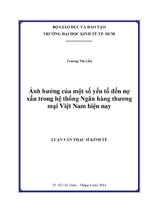 Luận văn: Yếu tố ảnh hưởng đến nợ xấu NHTM Việt Nam