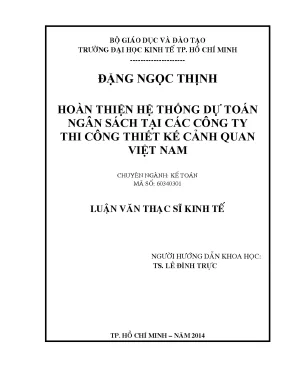 Hoàn thiện hệ thống dự toán ngân sách cho công ty thiết