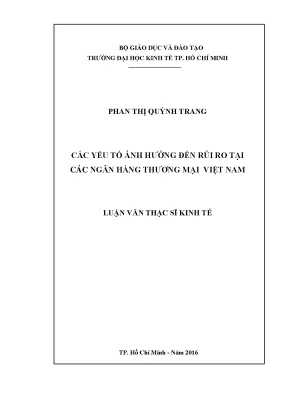Các yếu tố ảnh hưởng rủi ro ngân hàng thương mại VN