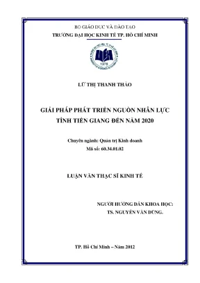 Luận văn thạc sĩ: Phát triển nguồn nhân lực Tiền Giang