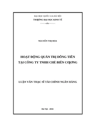 Nghiên cứu quản trị dòng tiền tại Công ty TNHH Chè Biên