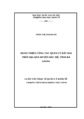 Cải thiện quản lý đất đai huyện Bắc Mê, Hà Giang
