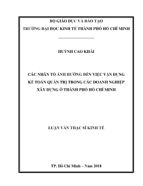 Những Nhân Tố Ảnh Hưởng Đến Kế Toán Quản Trị Trong Doanh