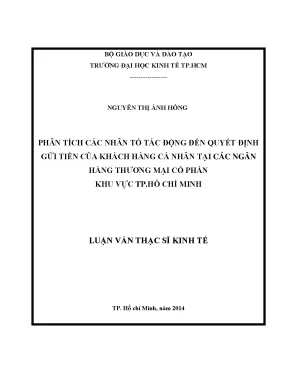 Phân Tích Các Nhân Tố Ảnh Hưởng Đến Quyết Định Gửi Tiền