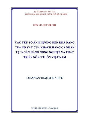Các yếu tố ảnh hưởng đến khả năng trả nợ vay của khách
